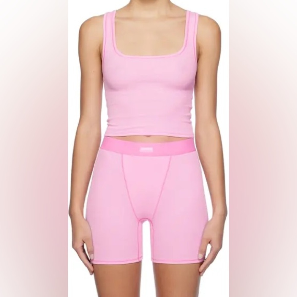 Skims Pink Rib Tank Top